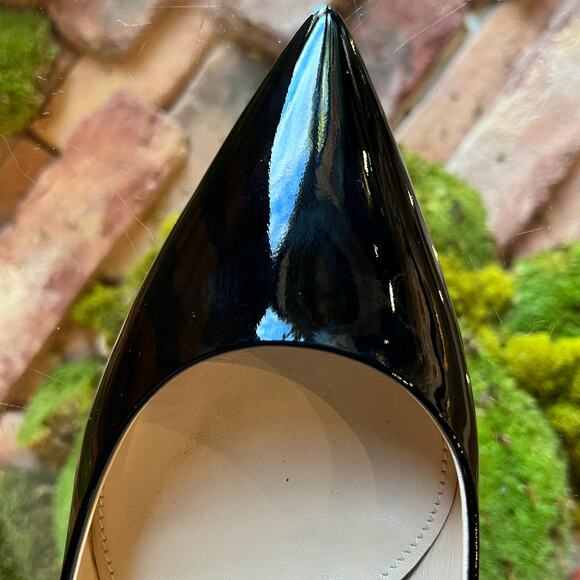 PRADA Black Patent Leather Pointed Toe Sling Backs w/bow SZ 36.5 (6.5 US) - Picture 5 of 11